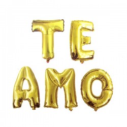 GLOBO MET 16" TE AMO DORADO