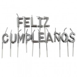 VELA FELIZ CUMPLAÑOS PLATA