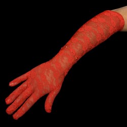 GUANTE ENCAJE 45 CM ROJO