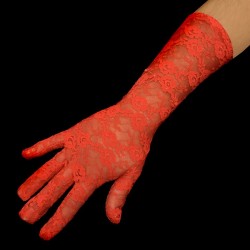 GUANTE ENCAJE ROJO 34 CM